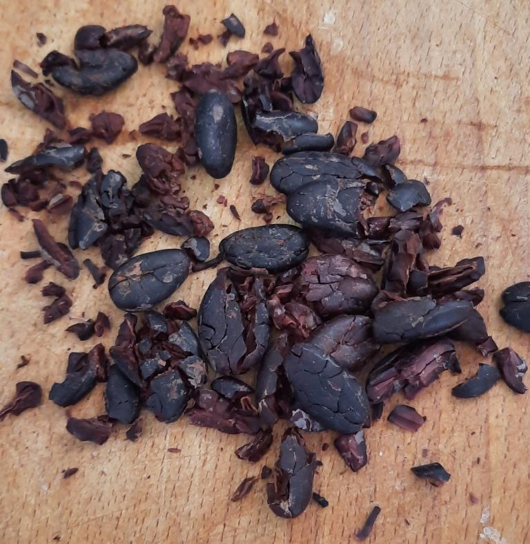 crushed cocoa beans